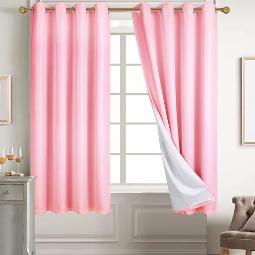 Vista 56 de Diraysid Cortinas 100% opacas de lino beige para dormitorio, con ojales, aislamiento térmico, cortinas de oscurecimiento de habitación