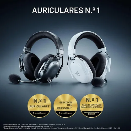 Vista 2 de Razer BlackShark V3 Pro Auriculares inalámbricos ANC Gaming para PC, color Negro