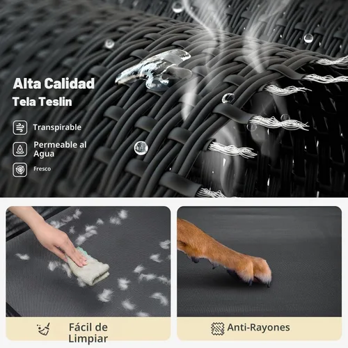 Vista 5 de Veehoo - Cama elevada refrescante para perros, cuna elevada para perros con barandilla y reposacabezas Washable Dog Couch Bed for Indoor & Negro