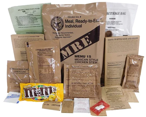 Vista 4 de Ammo Can Man Militares Inspección MREs 2024 MENÚ ALEATORIO(S) Comidas nutricionales completas para soldados Larga vida útil Comidas listas