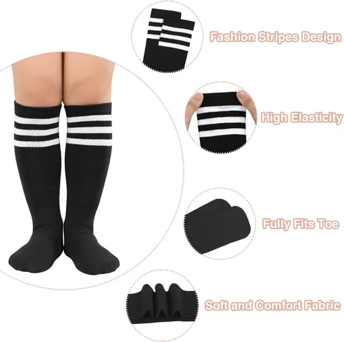Vista 5 de Zando Calcetines de fútbol para niñas y niños, calcetines de fútbol de sóftbol para niños, calcetines hasta la rodilla, calcetines de tubo