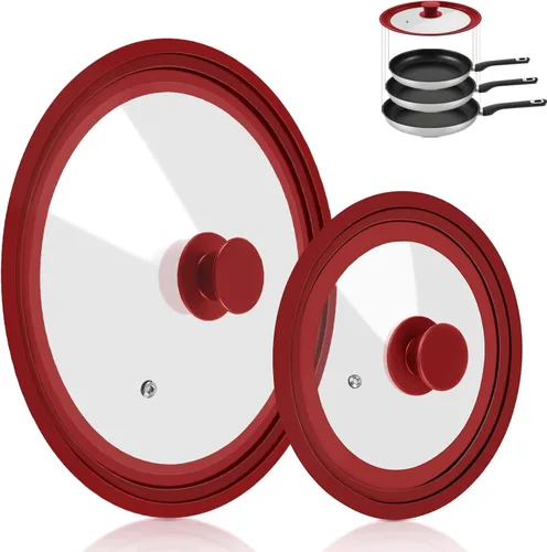 Vista 8 de Tapa Universal para Ollas, Sartenes y Cacerolas, Paquete de 2 Cubiertas de Sartén que se Ajustan a 7", 8", 9" y 10", 11", 12" de Diámetro de 7-12