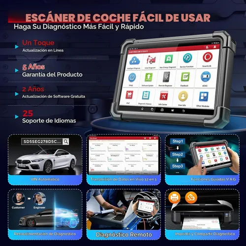 Vista 7 de LAUNCH - Escáner X431 PRO3S+Smartlink HD para camiones de diésel o gasolina, herramienta de diagnóstico bidireccional con reprogramación J2534, mapa
