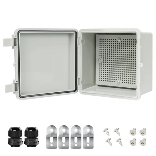 Vista 11 de Caja de conexiones IP65 impermeable carcasa de plástico ABS con cubierta transparente de PC con bisagras, caja de proyectos eléctricos con placa