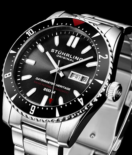 Vista 4 de Stuhrling Original Reloj suizo automático Datemaster Heritage 1004 de 1.732 in