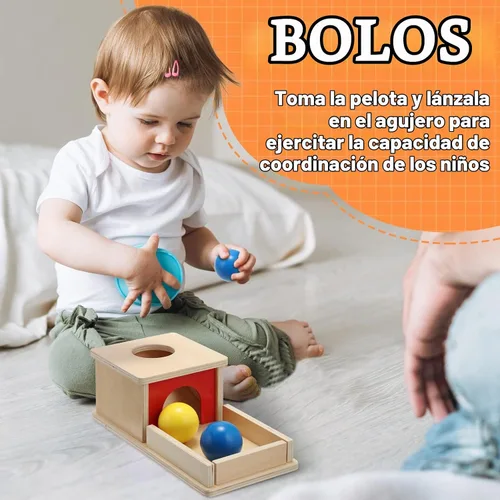Vista 6 de Sratte Juego de 3 juguetes de madera para bebé, caja de permanencia de objetos, tambor arcoíris, juguetes coloridos de rompecabezas de múltiples