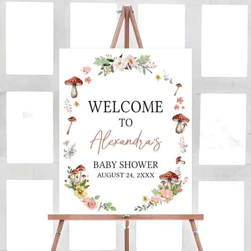Vista 12 de Letrero de bienvenida para baby shower de primavera floral Baby in Bloom, personalizado