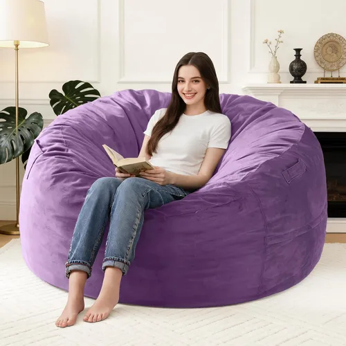 Vista 58 de Silla Puf de 2 Pies con Funda de Terciopelo Ultra Suave Sofá Puf con Espuma con Memoria Sillas Puf de Tamaño Grande Sofá Perezoso para Dormitorio