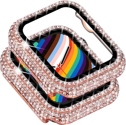 Vista 10 de Surace - Carcasa de 1.49 pulgadas compatible con Apple Watch con protector de pantalla, caja protectora general con diseño de diamantes brillantes
