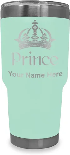 Vista 11 de LaserGram Vaso aislado al vacío de 20 onzas, Prince Crown, grabado personalizado incluido (negro)