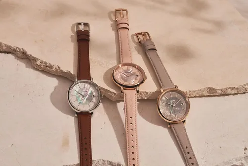 Vista 2 de Fossil Reloj Jacqueline de cuarzo de acero inoxidable y cuero para mujer, Jacqueline ES5207 - Reloj de 3 manecillas