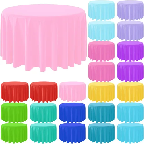 Vista 11 de Paquete de 12 manteles de plástico desechables de plástico de colores surtidos, manteles rectangulares coloridos para fiesta de arcoíris