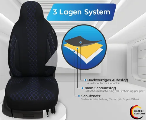 Vista 4 de BREMER SITZBEZÜGE Measure Pilot Seat Covers Compatible with Motorhome Ducato Weinsberg Adria Dethleffs Accessories,Set of 2 Protective Covers Black