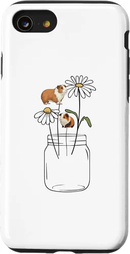 Vista 13 de iPhone 12 mini linda mamá conejillo de indias, funda de flores de conejillo de indias