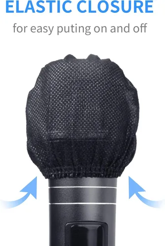 Vista 4 de 120 piezas (60 pares) Fundas desechables para micrófono no tejidas, cubiertas de micrófono envueltas individualmente para cubiertas de micrófono