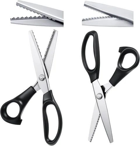Vista 12 de Amylove Tijeras de entintar para cortar tela festoneadas de 0.197 in, tijeras dentadas de fieltro de 0.197 pulgadas para manualidades, corte