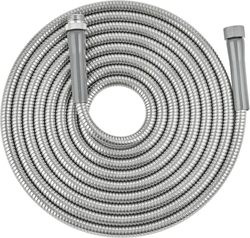 Vista 9 de SKYWARD Manguera de jardín de acero inoxidable 304 ligera y duradera con conector de metal hembra a macho, flexible, a prueba de fugas, fácil