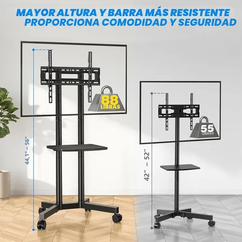 Vista 3 de Rfiver Soporte de TV rodante con estante para laptop, soporte de TV móvil con ruedas mejoradas para televisores de 32 a 75 pulgadas, carrito de TV