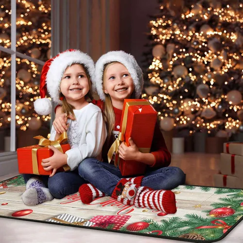 Vista 5 de 2 tapetes de cocina de Navidad para piso, tapete antideslizante para decoración de cocina, juego de alfombras de cocina antifatiga con corredor