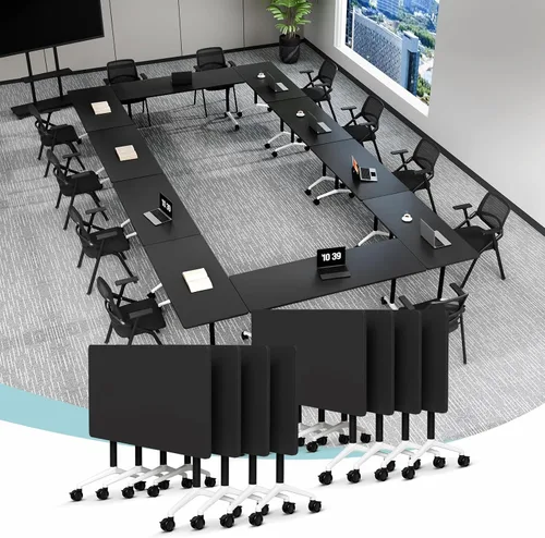 Vista 35 de Mesa de conferencias plegable, mesa de sala de conferencias con ruedas, mesa de conferencias plegable modular, mesas de reuniones de entrenamiento