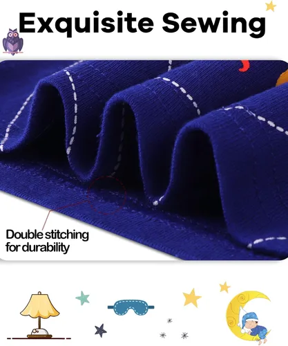 Vista 4 de DAUGHTER QUEEN Pijama para niños de 4 piezas, 100% algodón, talla 18 meses a 12 años