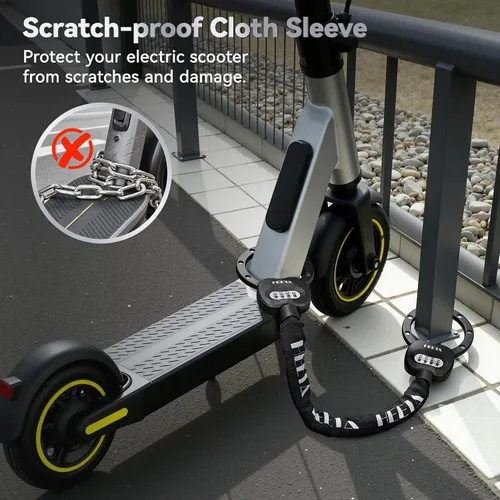 Vista 5 de HEETA Candado de scooter eléctrico antirrobo, cerradura de cadena de bicicleta de combinación de 4 dígitos, accesorios de cable de bloqueo