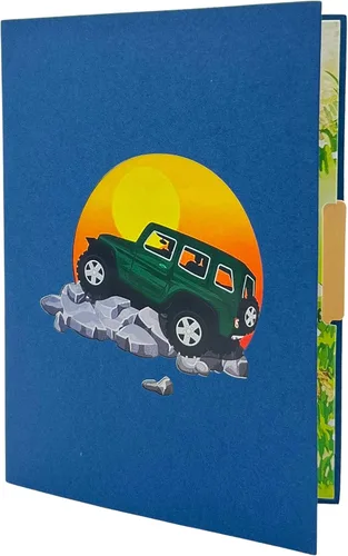 Vista 6 de Tarjeta de felicitación desplegable, de aventura todoterreno, todoterreno, SUV, amante de Jeep, tarjeta de naturaleza, viaje por carretera