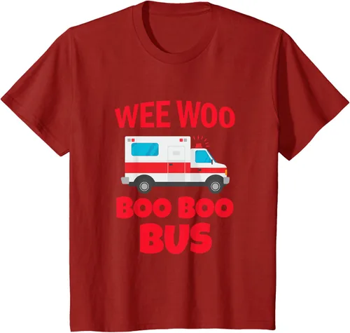 Vista 56 de Wee Woo Boo Boo Bus First Responder - Camiseta divertida de ambulancia, Negro, S
