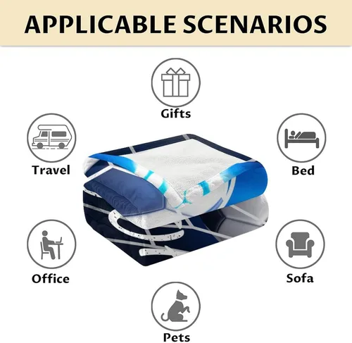 Vista 6 de Manta de fútbol para niños y niñas, tamaño regazo de 30 x 40 pulgadas, manta suave y acogedora, regalo para equipo de fútbol, manta deportiva azul