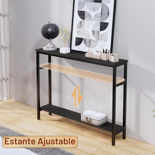 Vista 4 de Timberer - Mesa consola estrecha, mesa de sofá de 39.4 pulgadas con estante ajustable