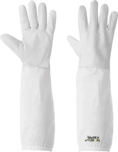 Vista 2 de Honey Keeper Guantes de apicultura - Piel de cabra con manga de lona y puño elástico