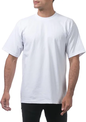 Vista 4 de Pro Club - Camiseta de manga corta para hombre, algodón pesado, cuello redondo
