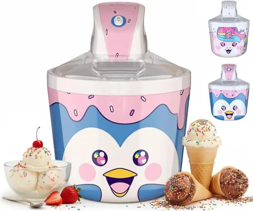 Vista 10 de Cooler Concepts Máquina eléctrica de helado de unicornio pequeño de 1.2 cuartos de galón para niños, la mejor máquina de helado de encimera