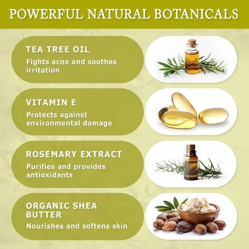 Vista 3 de Dr. Woods Limpiador facial líquido de árbol de té, fabricado con manteca de karité orgánica, aceite de árbol de té natural para hombres y mujeres