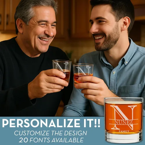 Vista 3 de Vaso de whisky personalizado para el Día del Padre, 11 onzas, regalos de whisky personalizados para hombres, vidrio borbón grabado, regalos