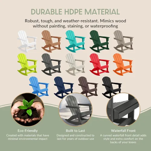 Vista 18 de WestinTrends Silla mecedora Malibu de poliéster para exterior/patio Adirondack, Negra