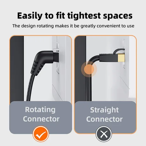 Vista 3 de chenyang Cable de extensión de red Ethernet en ángulo dual CAT6 RJ45 de 90 grados con rotación de 360 grados de 0.7 ft