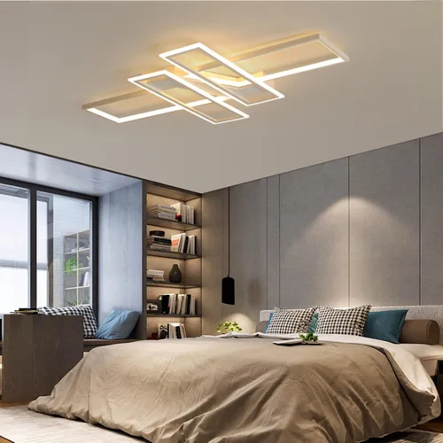 Vista 9 de Lámpara de Techo LED Moderna de 35.4", Luminaria Candelabro Regulable Negra de 94W, Rectangular, con Control Remoto Lámpara de Comedor, Lámparas