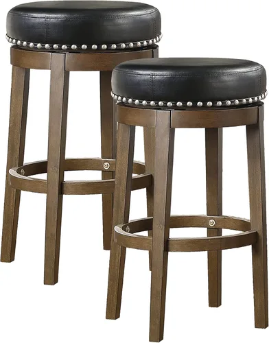 Vista 6 de Lexicon Blueridge Taburete giratorio de altura de comedor (juego de 2), 19.5 pulgadas SH, negro