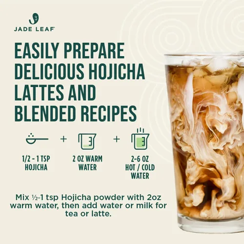 Vista 6 de Jade Leaf Matcha Hojicha en polvo orgánico, té verde matcha tostado en polvo, edición barista, auténtico japonés, 454 porciones