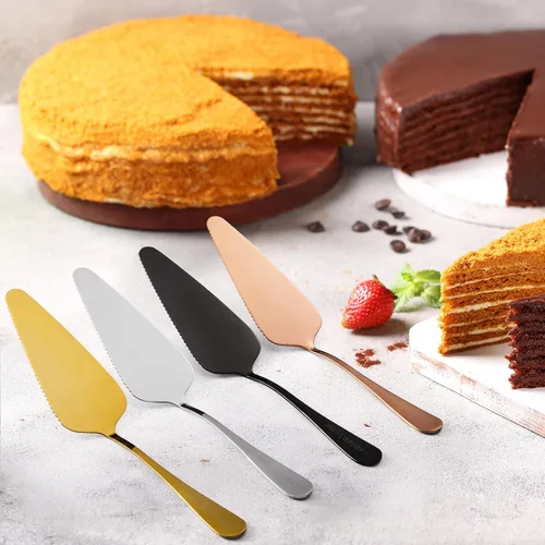 Vista 8 de 5 espátulas triangulares para tartas para tartas para hornear pasteles de pizza (negro pulido)