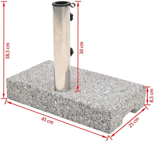 Vista 8 de Base de sombrilla de granito rectangular, soporte cuadrado de granito para exteriores, resistente a la intemperie, para patio, jardín, terraza