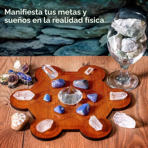 Vista 4 de Tablero de rejilla de cristal para piedras, cubo de Metatrón de 10 pulgadas de diámetro, tablero de geometría sagrada, amplifica el poder de tus