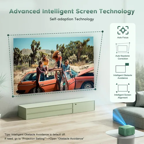 Vista 4 de Proyector nativo de 1080P con WiFi y Bluetooth, proyector de películas con enfoque automático, compatible con teléfono/TV