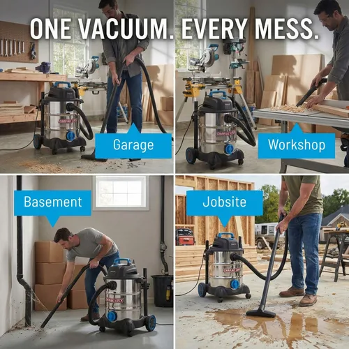 Vista 7 de Channellock Wet/Dry Vac 8L04001S - Acero inoxidable, 4.0 HP, Shopvac, Wetvac - 8 Gal