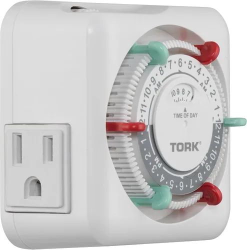 Vista 7 de NSi Industries TORK RTN312 temporizador mecánico de enchufe para interiores, resistente, de 15 A, con programación de 24 horas – con interruptores