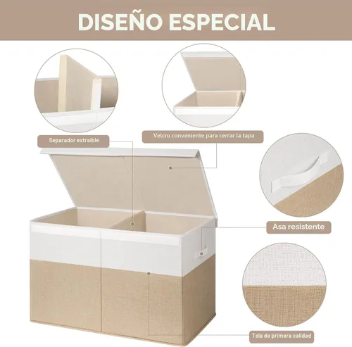 Vista 7 de INDRESSME Caja de juguetes de 25 x 13 x 16 pulgadas, organizador de almacenamiento de juguetes con tapa, plegable, resistente, contenedor