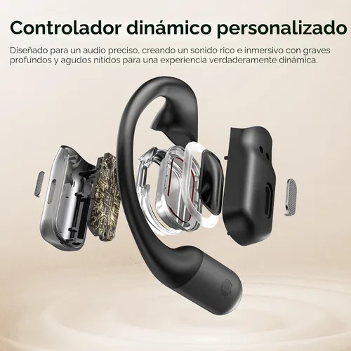 Vista 5 de BUGANI Auriculares de oreja abierta, auriculares inalámbricos Bluetooth 5.4 con tiempo de reproducción de 60 horas, micrófono con cancelación