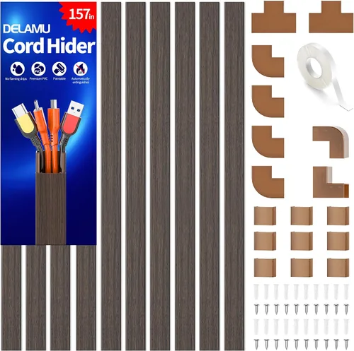 Vista 20 de Delamu Cubiertas de Cable de 157 pulgadas para Cables en la Pared, Ocultador de Cable para 1 Cable, Ocultador de Cable Pintable, Cubiertas