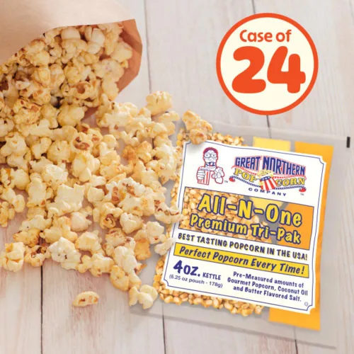 Vista 3 de Great Northern Popcorn – Palomitas de maíz All-in-One Movie Theater Style Kernels, Butter Flavored Salt, and Coconut Oil Packs for 4oz Kettle